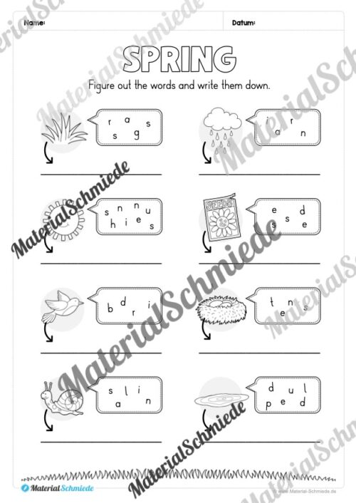 Englisch: Workbook Spring (23 Arbeitsblätter) - Arbeitsblatt 10