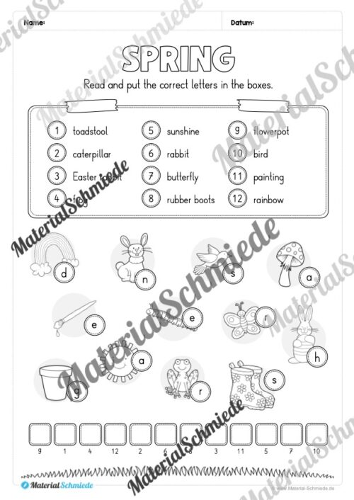 Englisch: Workbook Spring (23 Arbeitsblätter) - Arbeitsblatt 11