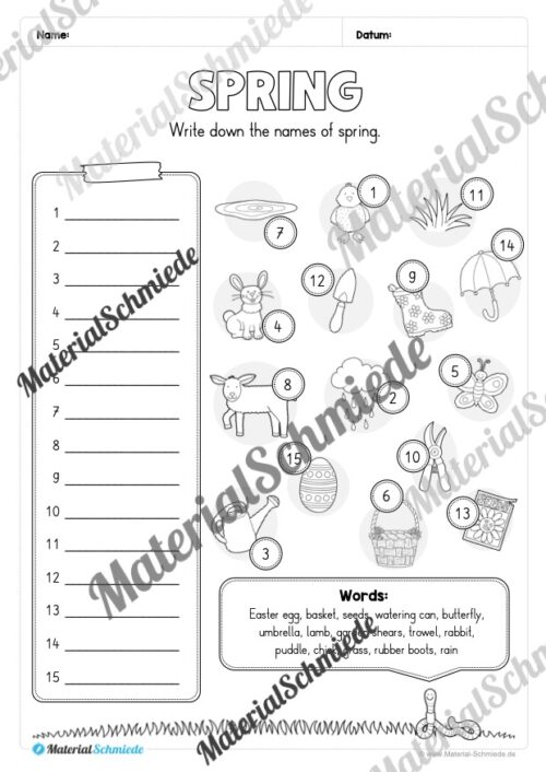 Englisch: Workbook Spring (23 Arbeitsblätter) - Arbeitsblatt 12