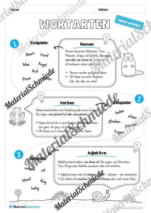 Arbeitsheft Wortarten – Thema Frühling (20 Arbeitsblätter) – Arbeitsblatt 02