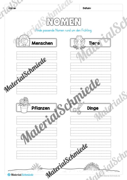 Arbeitsheft Wortarten - Thema Frühling (20 Arbeitsblätter) - Arbeitsblatt 06
