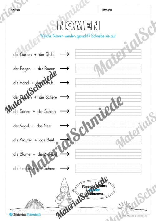 Arbeitsheft Wortarten - Thema Frühling (20 Arbeitsblätter) - Arbeitsblatt 09