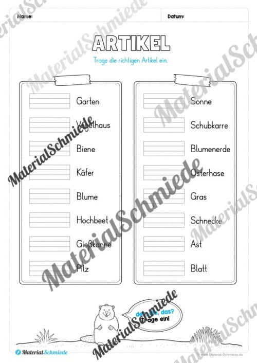 Arbeitsheft Wortarten - Thema Frühling (20 Arbeitsblätter) - Arbeitsblatt 10
