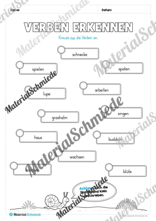 Arbeitsheft Wortarten - Thema Frühling (20 Arbeitsblätter) - Arbeitsblatt 16