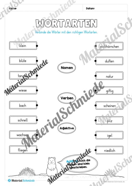 Arbeitsheft Wortarten - Thema Frühling (20 Arbeitsblätter) - Arbeitsblatt 17