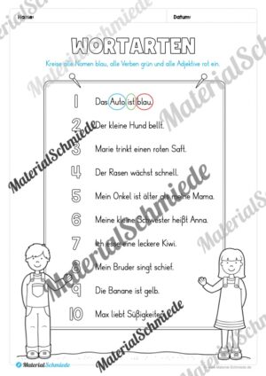 Arbeitsheft Wortarten – Thema Frühling (20 Arbeitsblätter) – Arbeitsblatt 18