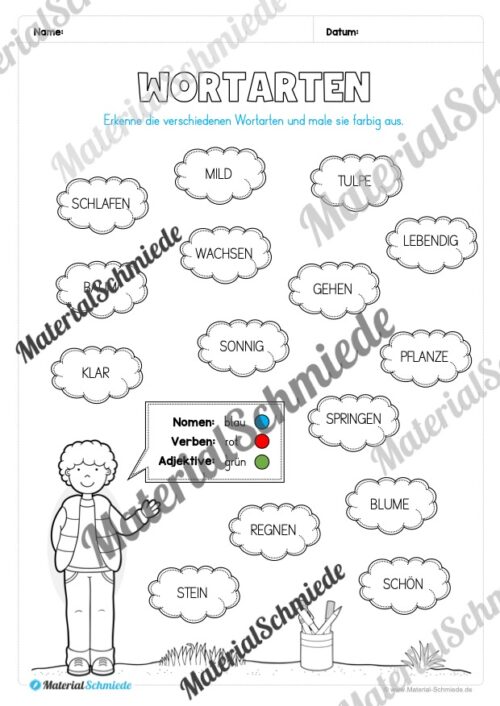 Arbeitsheft Wortarten - Thema Frühling (20 Arbeitsblätter) - Arbeitsblatt 20