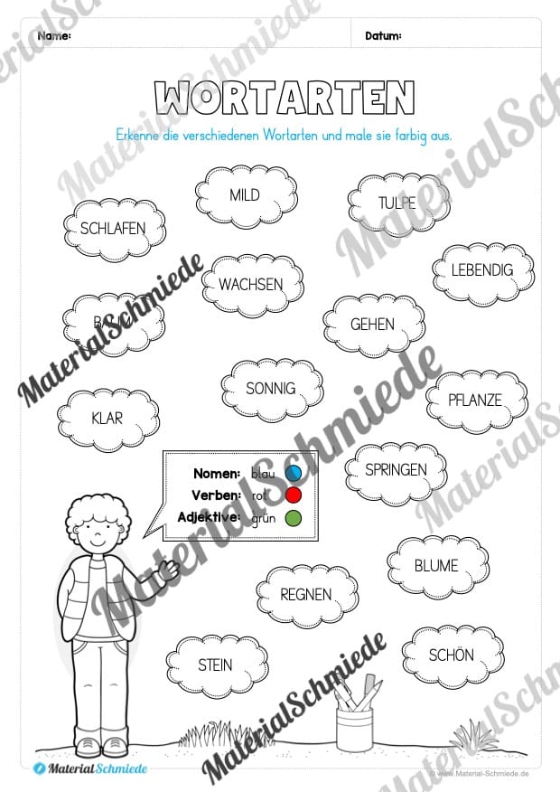 Arbeitsheft Wortarten – Thema Frühling (20 Arbeitsblätter) – Arbeitsblatt 20