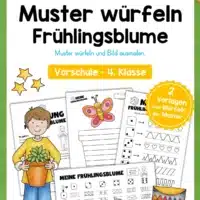 Ausmalbild: Frühlingsblume mit Mustern