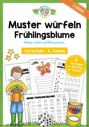 Ausmalbild: Frühlingsblume mit Mustern