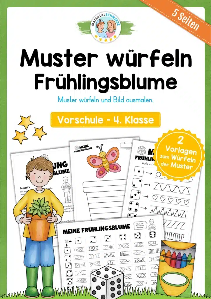 Ausmalbild: Frühlingsblume mit Mustern