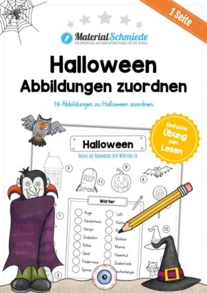 16 Abbildungen zu Halloween zuordnen