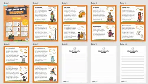 Abschreibkarten: Thema Halloween (12 Karten) - Überblick