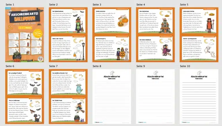 Abschreibkarten: Thema Halloween (12 Karten) – Überblick