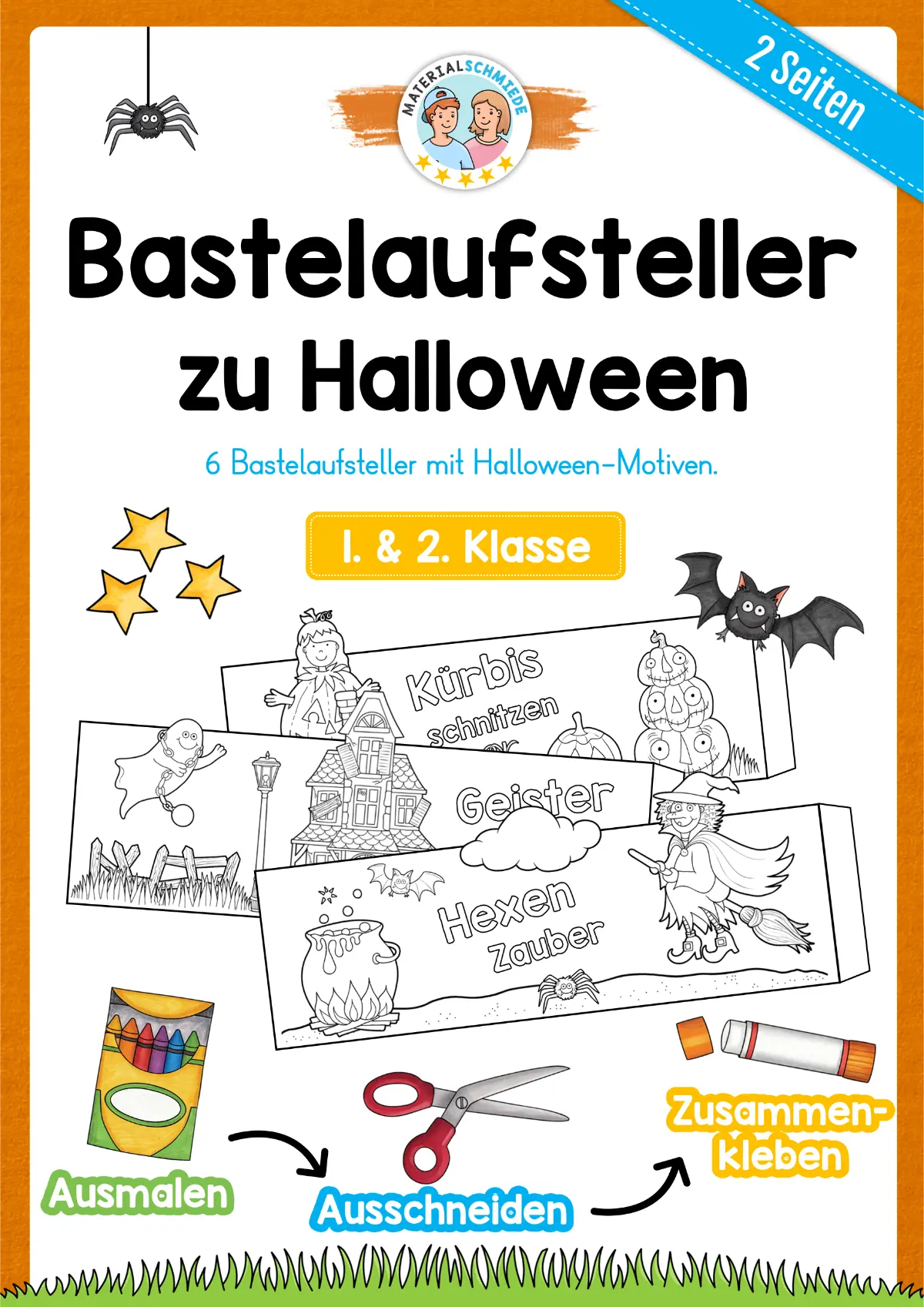 6 Bastelaufsteller zu Halloween (1. & 2. Klasse)