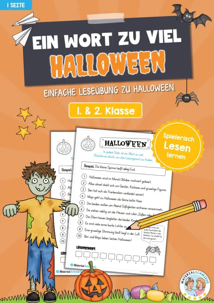 Leseübung Halloween: Ein Wort zu viel