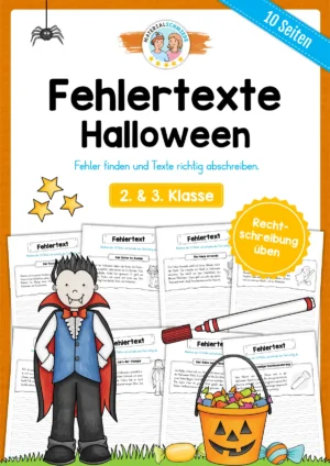 10 Fehlertexte: Thema Halloween (2. &. 3. Klasse)
