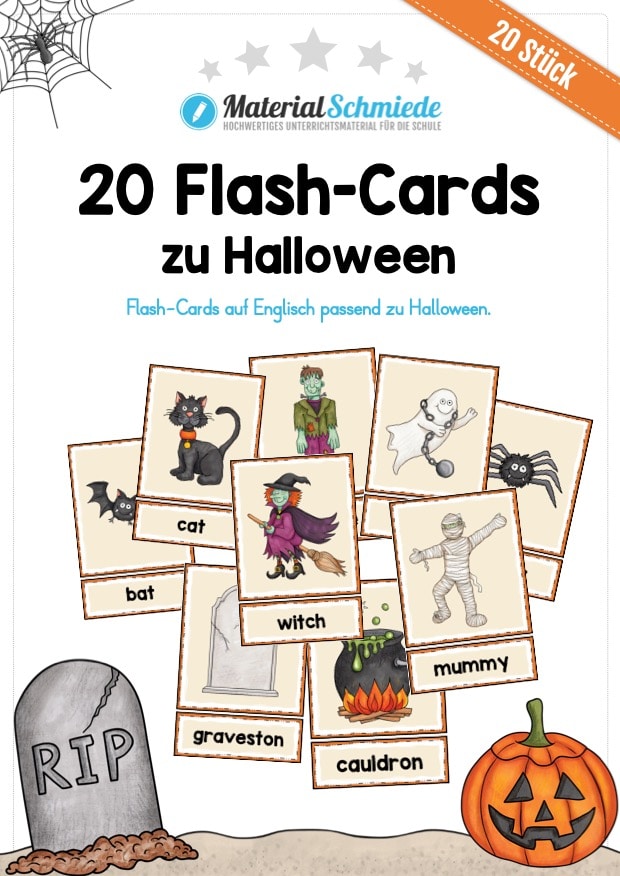 20 englische Flash-Cards zu Halloween
