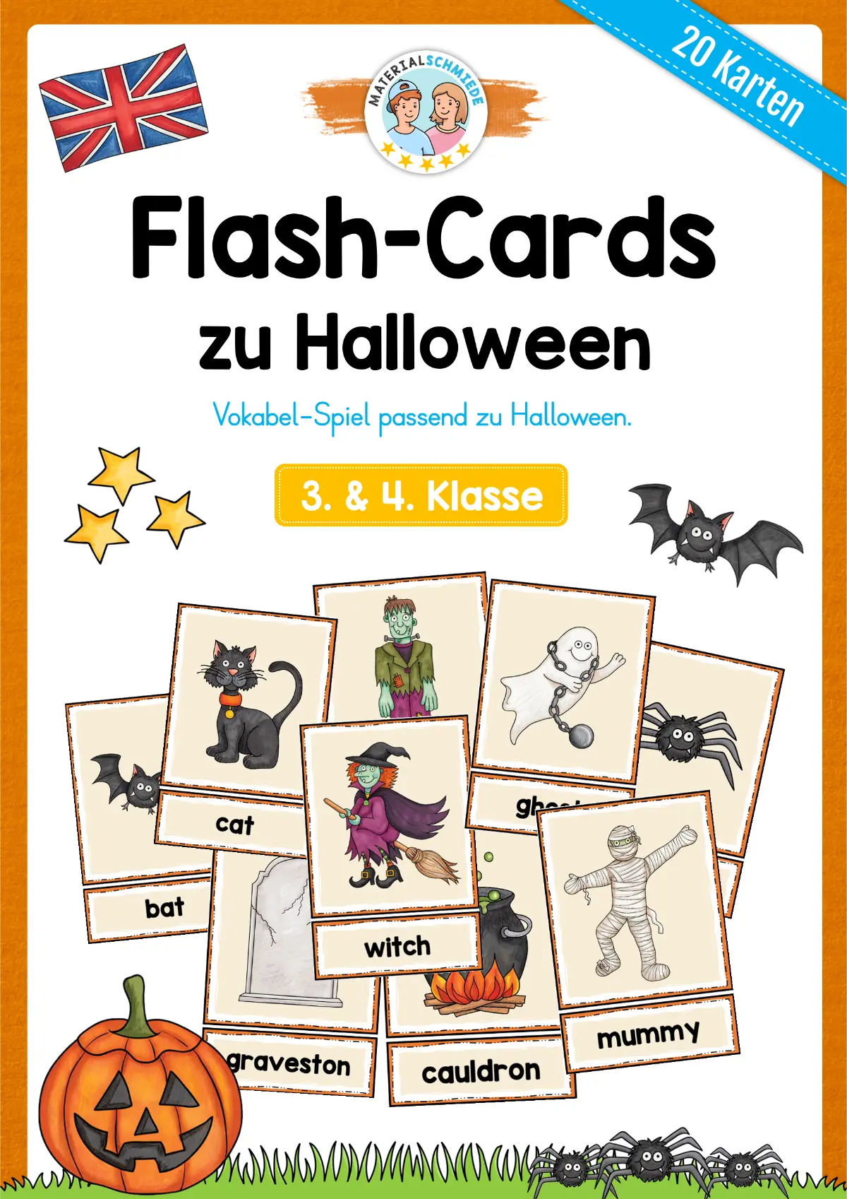 20 Flash-Cards zu Halloween (Englisch)