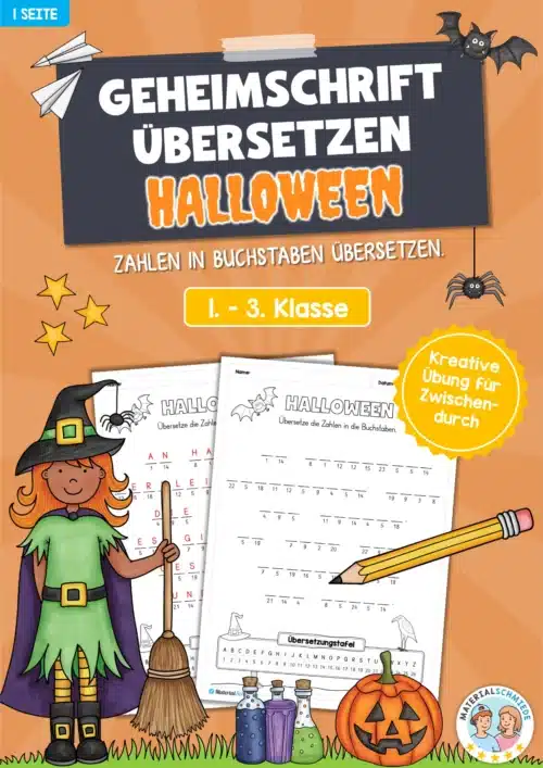 Geheimschrift übersetzen: Halloween (1. - 3. Klasse)