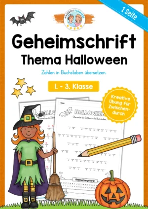 Geheimschrift übersetzen: Halloween (2. & 3. Klasse)