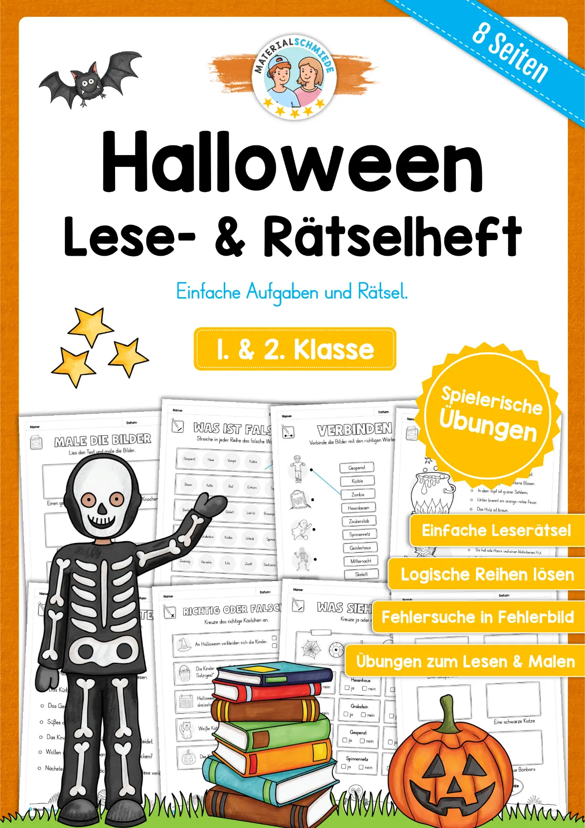 Lese- & Rätselheft zu Halloween (1. & 2. Klasse)