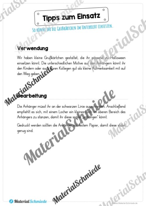 Grußkärtchen / Anhänger zu Halloween (Anleitung)