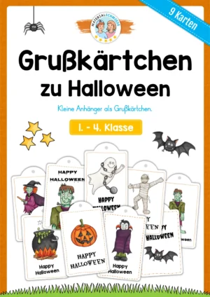 9 Grußkärtchen / Anhänger zu Halloween