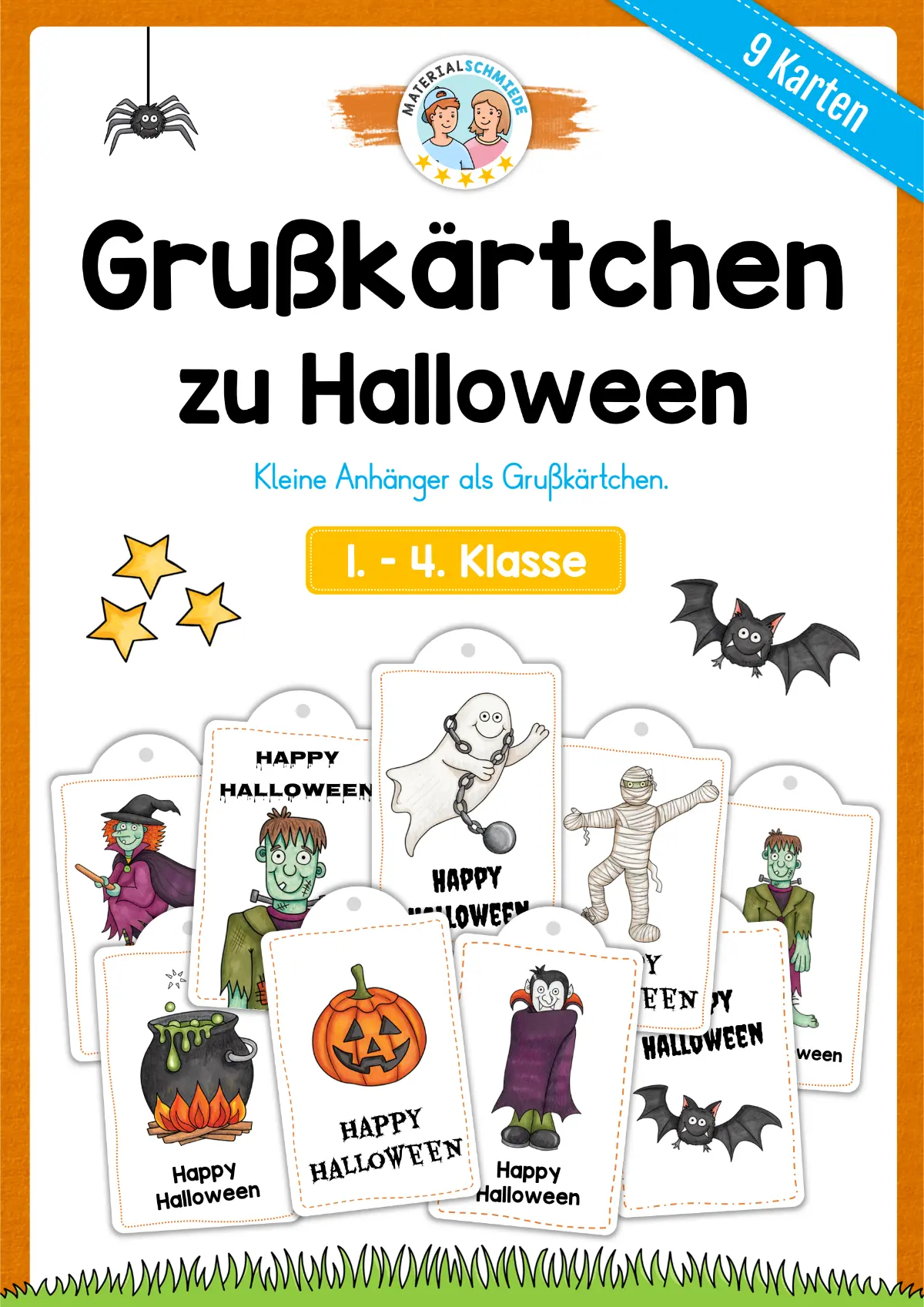 9 Grußkärtchen / Anhänger zu Halloween