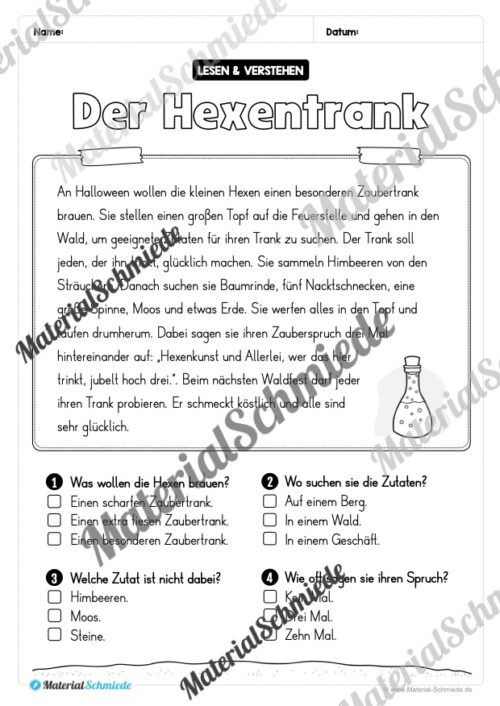 Halloween: Lesen & Verstehen mit Ankreuzen (Vorschau 02)