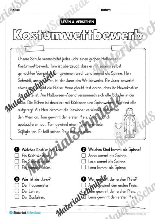 Halloween: Lesen & Verstehen mit Ankreuzen (Vorschau 06)