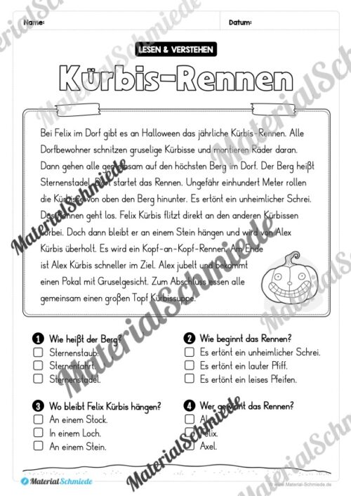 Halloween: Lesen & Verstehen mit Ankreuzen (Vorschau 10)