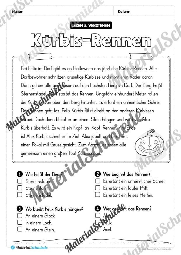 Halloween: Lesen & Verstehen mit Ankreuzen (Vorschau 10)
