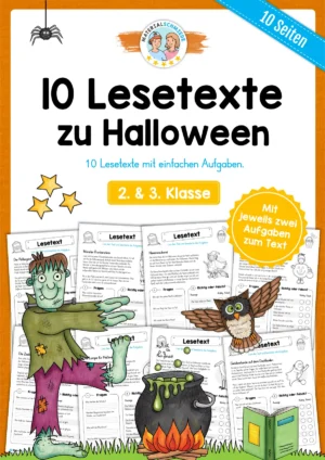10 Lesetexte zu Halloween mit Aufgaben (2. & 3. Klasse)
