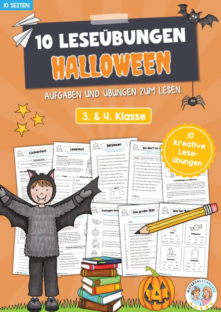 10 Leseübungen zu Halloween (Lesen & Verstehen)
