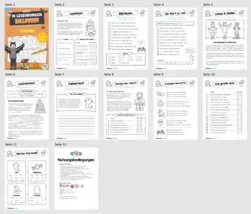 10 Leseübungen zu Halloween (Lesen & Verstehen) - Überblick