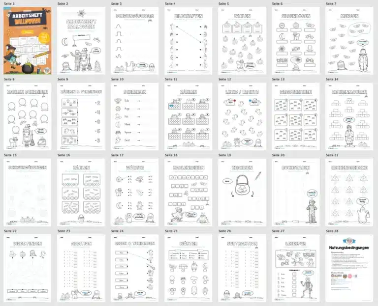 Arbeitsheft Halloween: 1. Klasse (25 Arbeitsblätter) – Überblick
