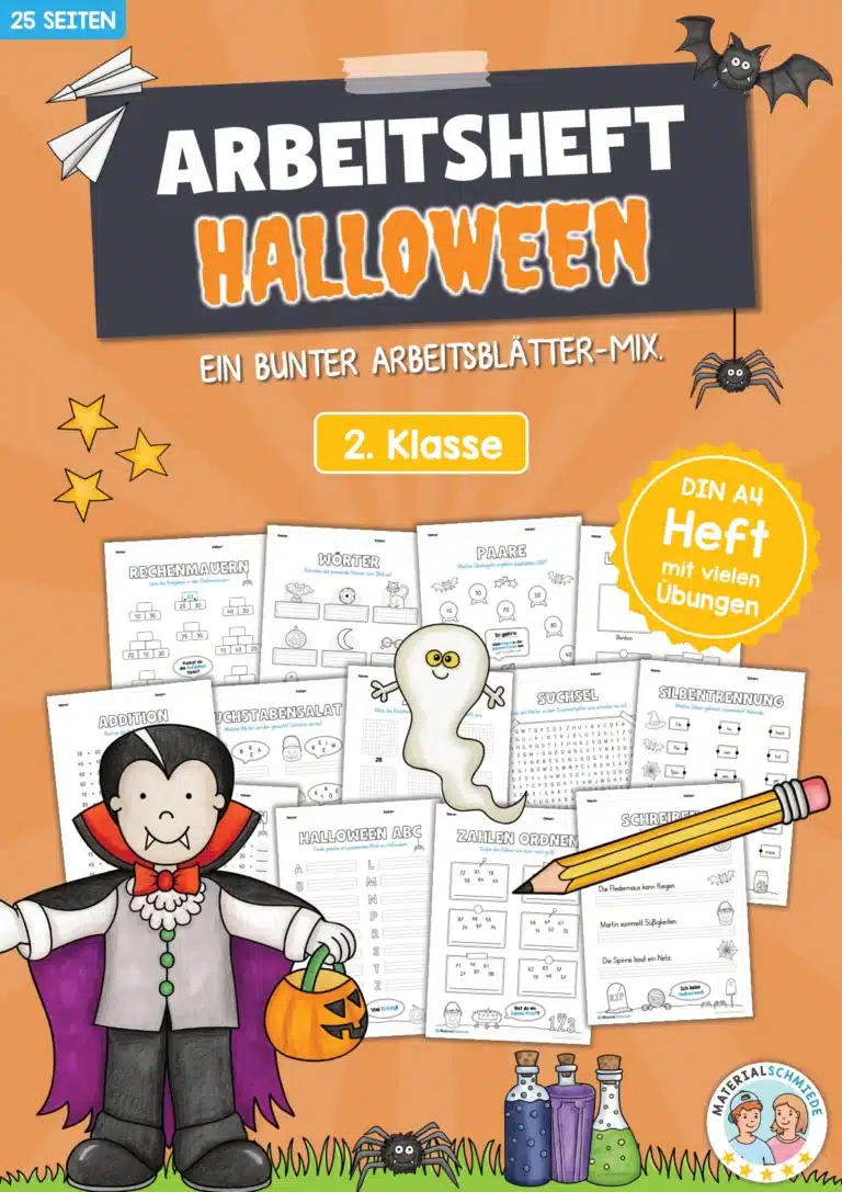 Arbeitsheft Halloween: 2. Klasse (25 Arbeitsblätter)