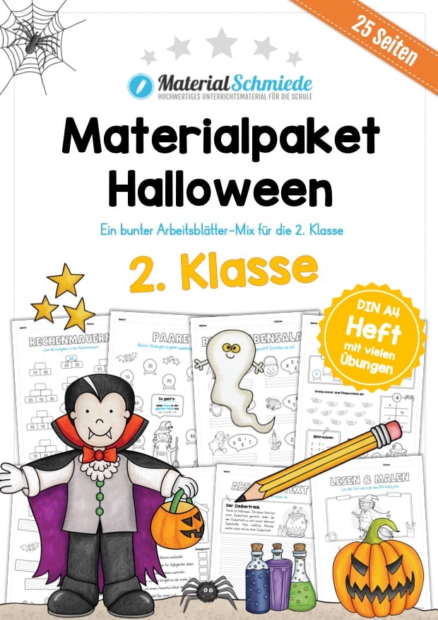 Materialpaket Halloween: 2. Klasse (25 Arbeitsblätter)