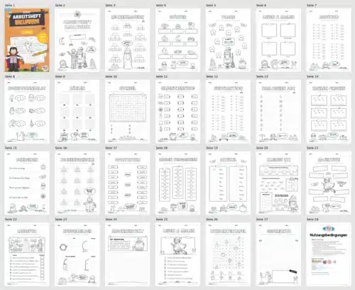 Arbeitsheft Halloween: 2. Klasse (25 Arbeitsblätter) - Überblick
