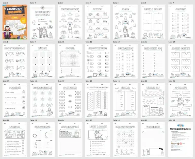 Arbeitsheft Halloween: 2. Klasse (25 Arbeitsblätter) – Überblick
