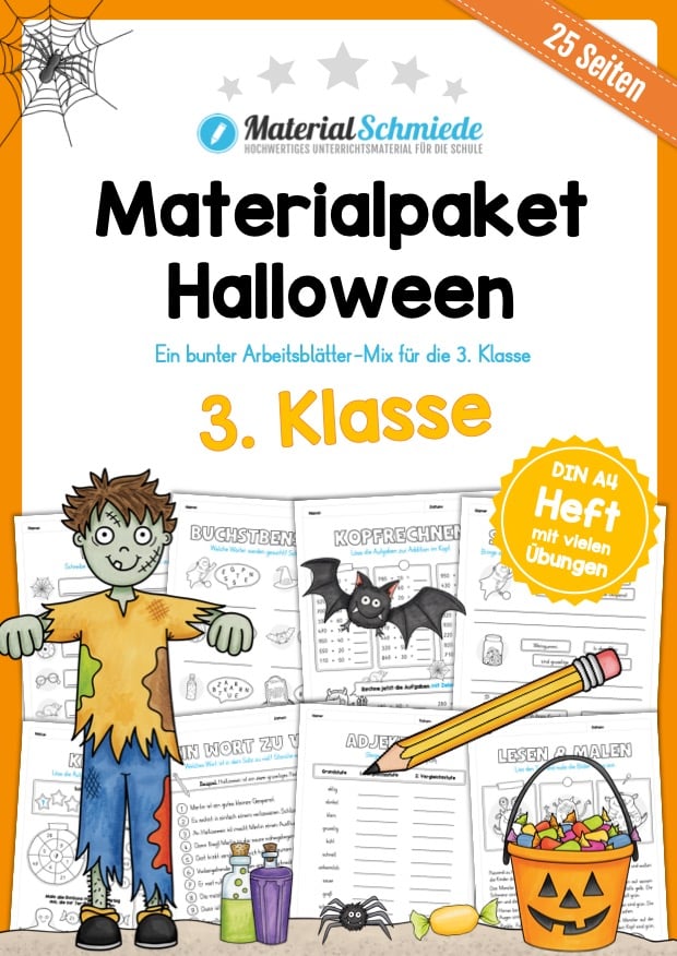 Materialpaket Halloween: 3. Klasse (25 Arbeitsblätter)