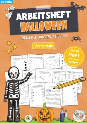 Arbeitsheft Halloween: Vorschule (20 Arbeitsblätter)