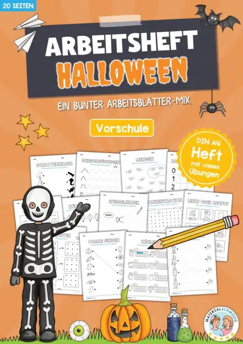 Arbeitsheft Halloween: Vorschule (20 Arbeitsblätter)