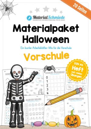 Materialpaket Halloween: Vorschule (20 Arbeitsblätter)