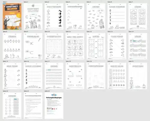 Arbeitsheft Halloween: Vorschule (20 Arbeitsblätter) - Überblick