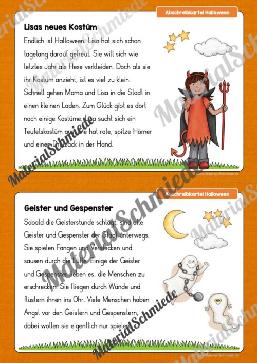 Abschreibkartei: Thema Halloween (12 Karten mit Schreibvorlagen) - Vorschau 04