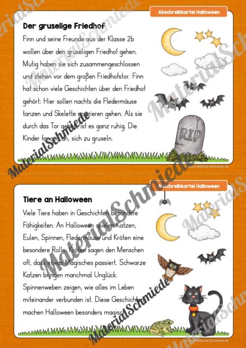Abschreibkartei: Thema Halloween (12 Karten mit Schreibvorlagen) - Vorschau 05