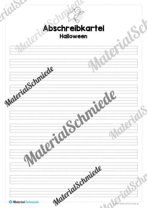 Abschreibkartei: Thema Halloween (12 Karten mit Schreibvorlagen) - Vorschau 07