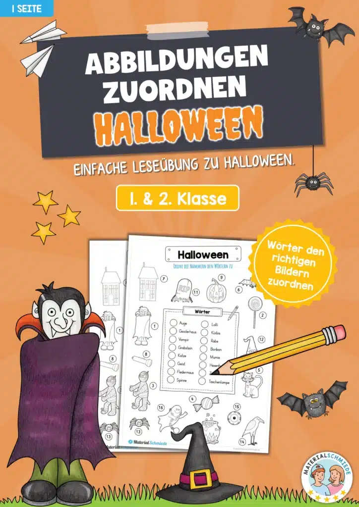 16 Abbildungen zu Halloween zuordnen
